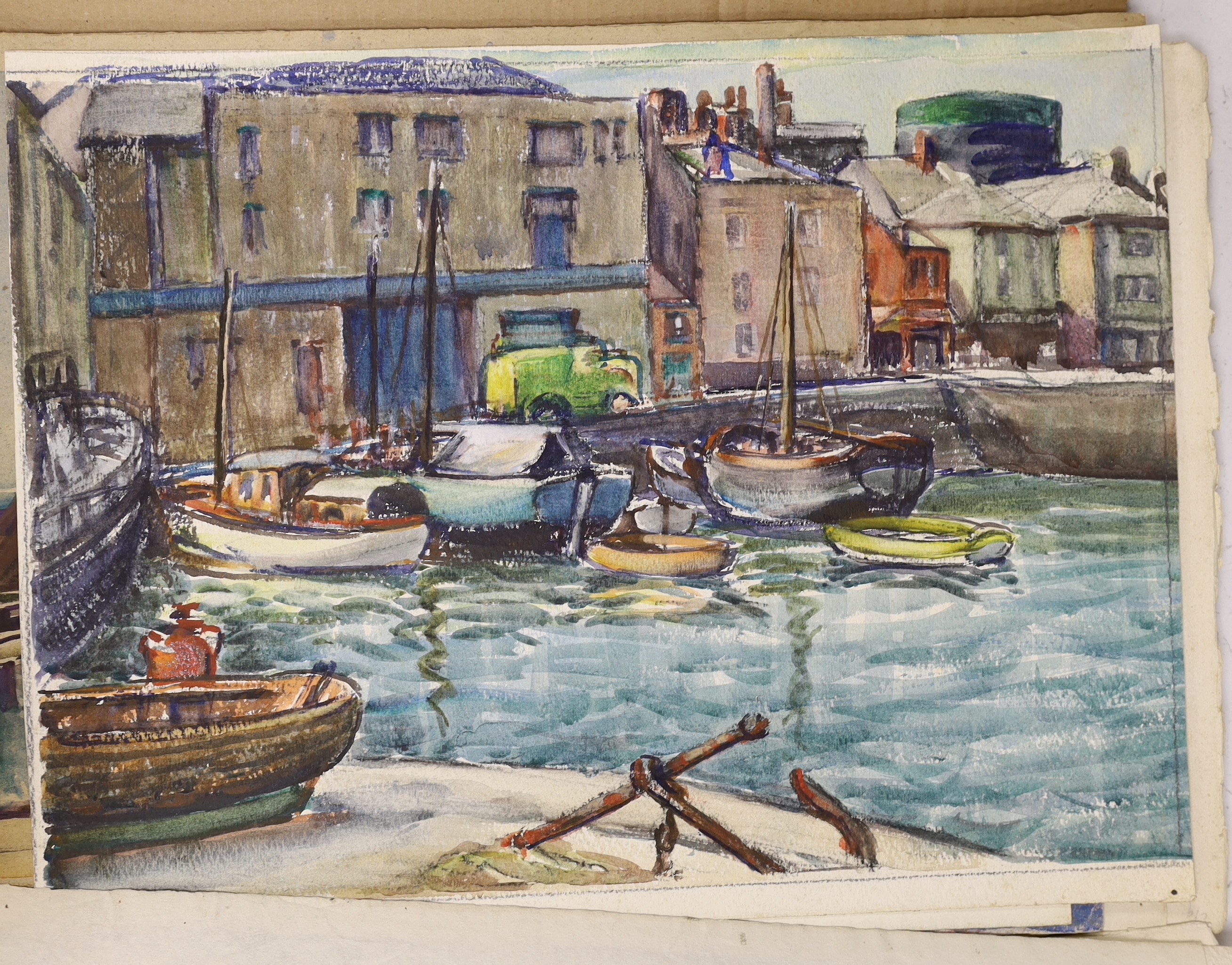 Ethel L. Rawlins (1880-1940), folio of assorted watercolours, Landscapes and figure studies, largest 39 x 56cm